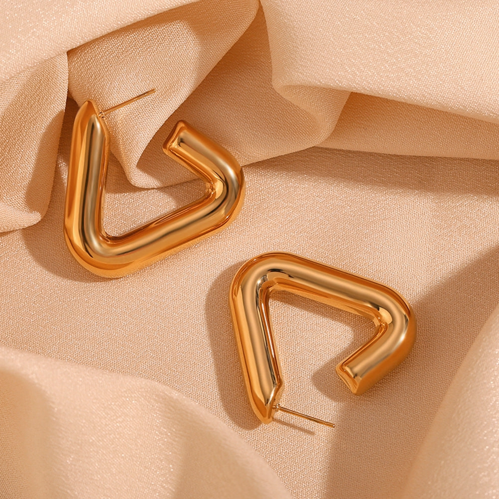 Wholesale Stainless Steel Plated 18K Gold Geometric Tripod Hollow Earrings