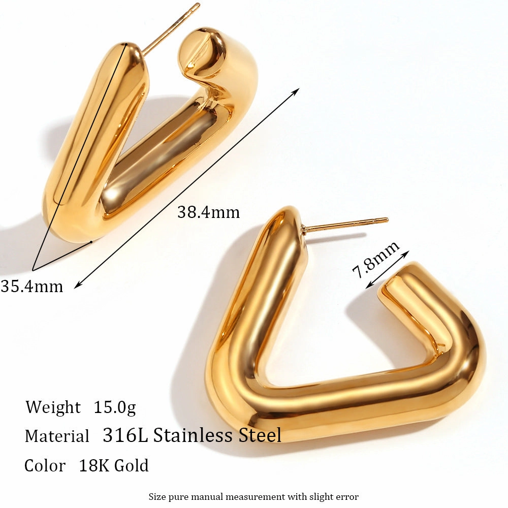 Wholesale Stainless Steel Plated 18K Gold Geometric Tripod Hollow Earrings