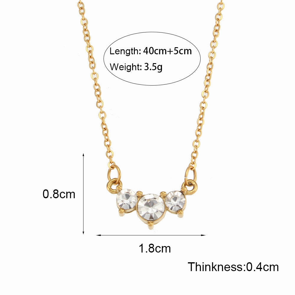 Wholesale Stainless Steel Plated 18K Three Zircon Petals Necklace