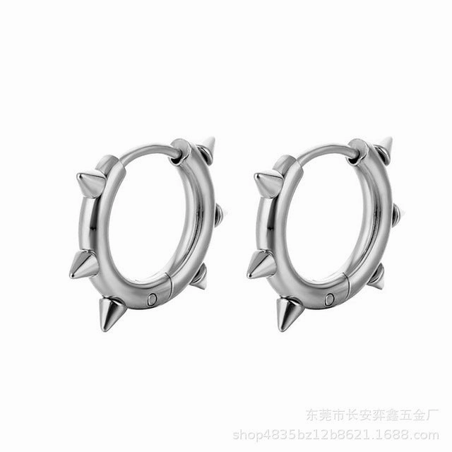 Wholesale Stainless Steel Punk Style Spiked Earrings