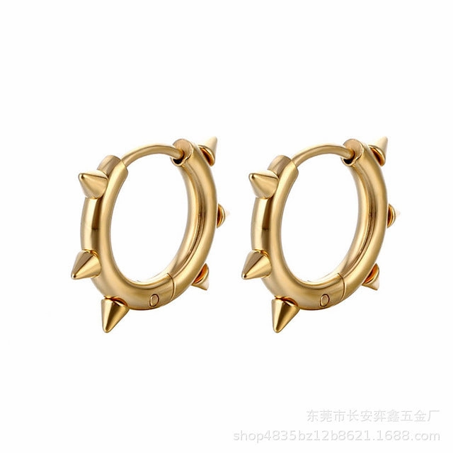 Wholesale Stainless Steel Punk Style Spiked Earrings