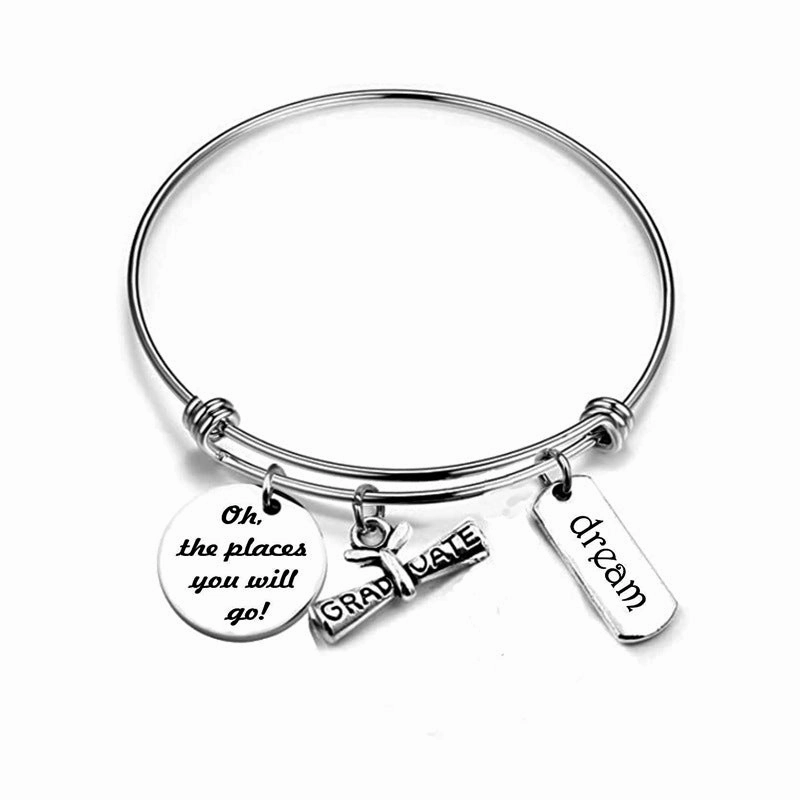 Wholesale Stainless Steel Reel Round Plate Dream Bracelet