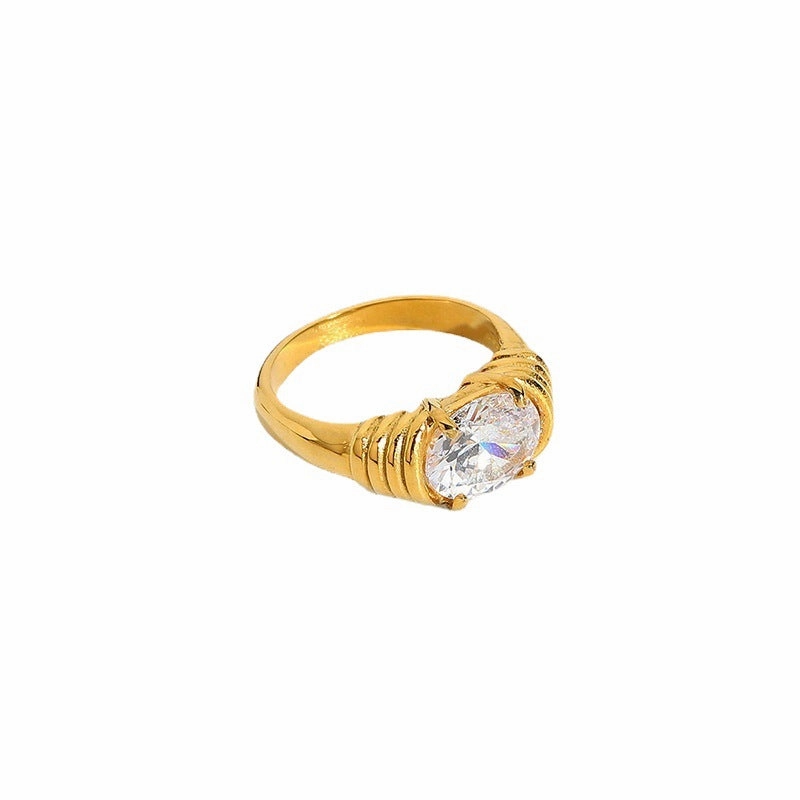 Wholesale Stainless Steel Retro Gemstone Rings