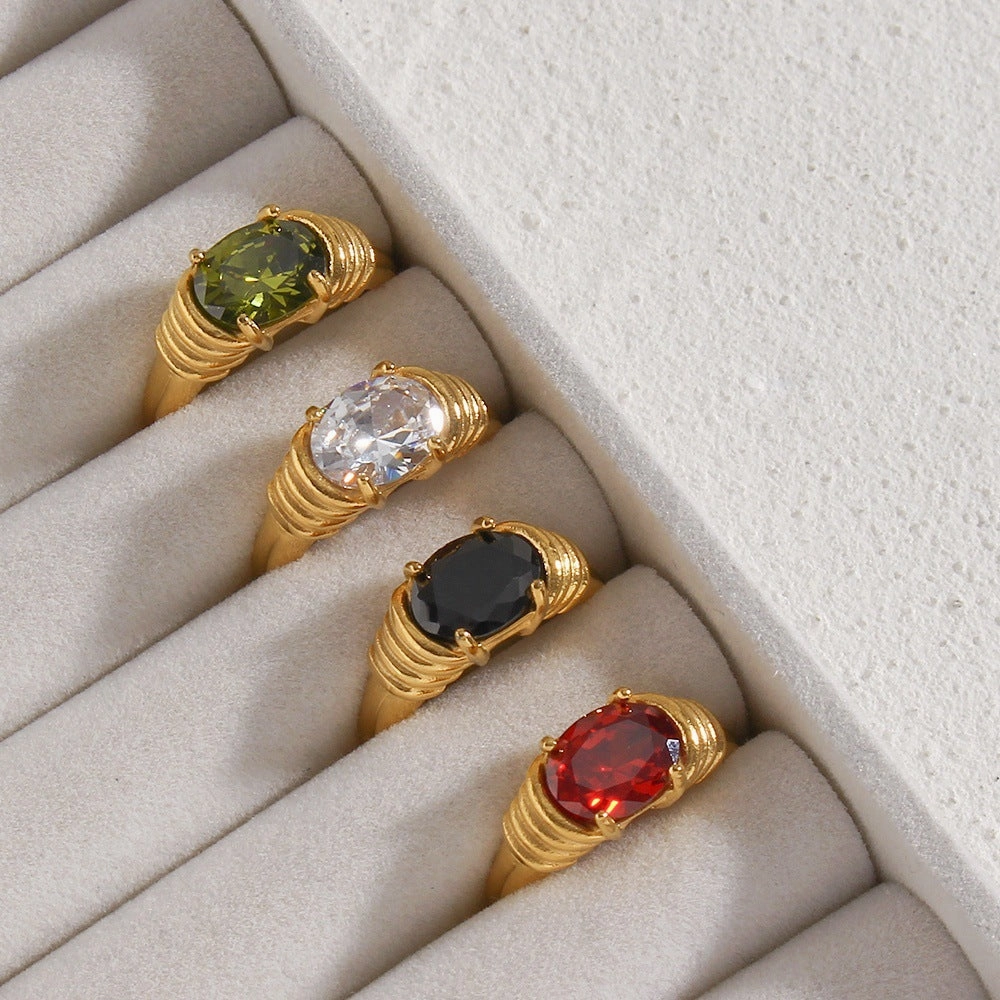 Wholesale Stainless Steel Retro Gemstone Rings