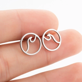 Wholesale Stainless Steel Round Hollow Wave Ear Studs