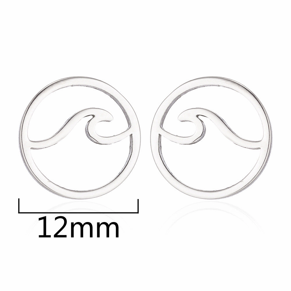 Wholesale Stainless Steel Round Hollow Wave Ear Studs