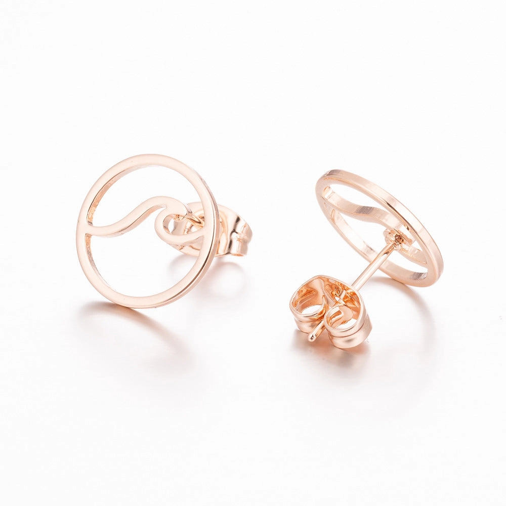 Wholesale Stainless Steel Round Hollow Wave Ear Studs