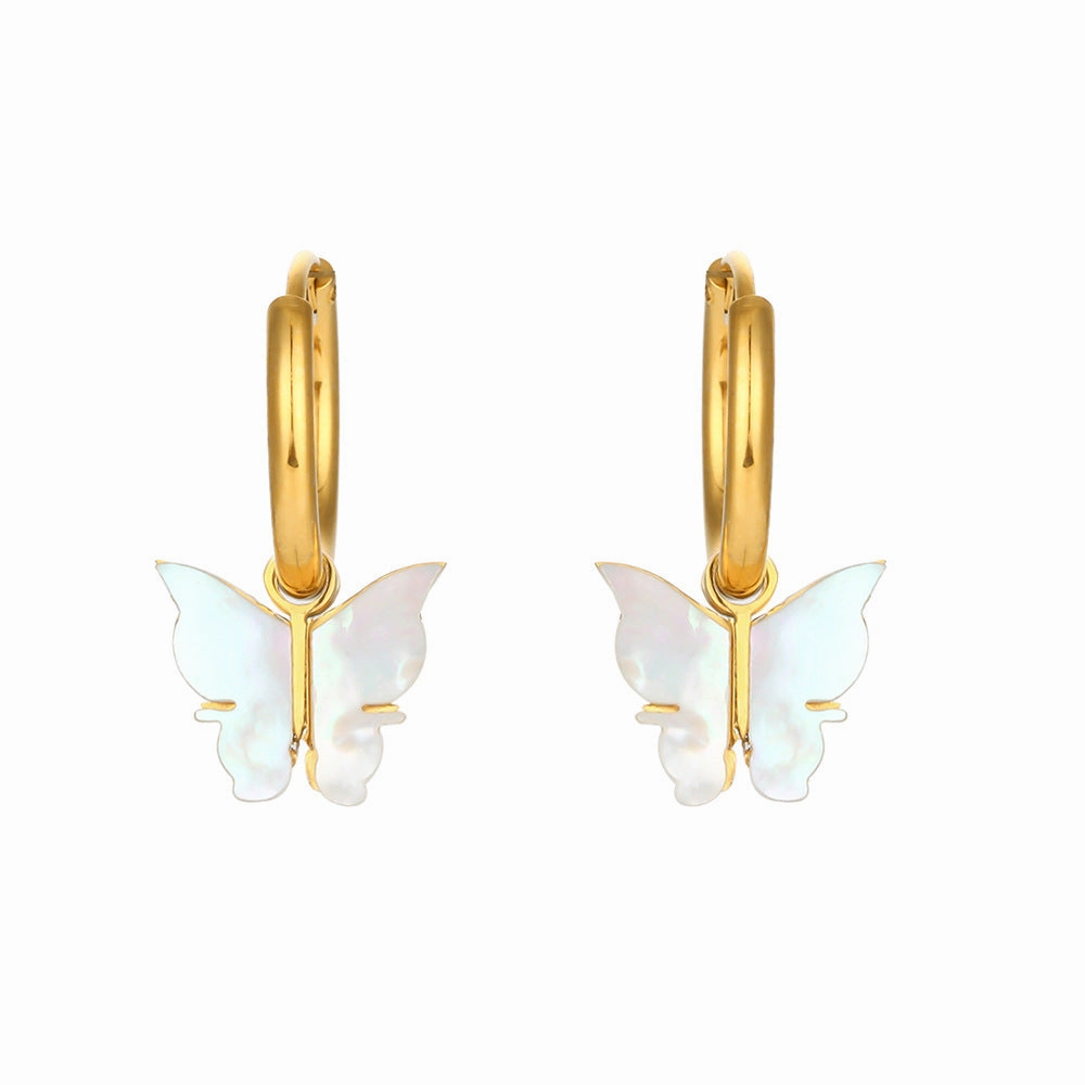 Wholesale Stainless Steel Shell Butterfly Earrings Necklace