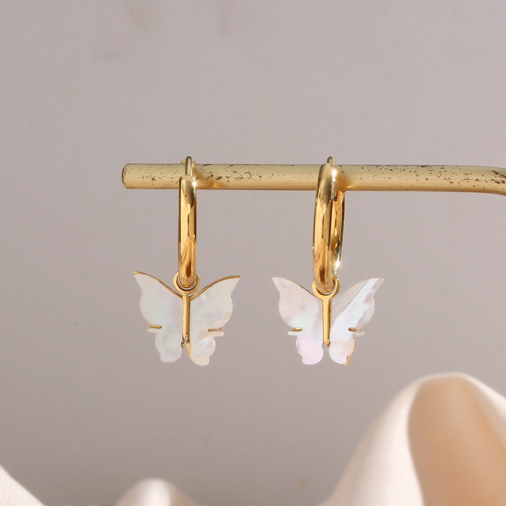 Wholesale Stainless Steel Shell Butterfly Earrings Necklace
