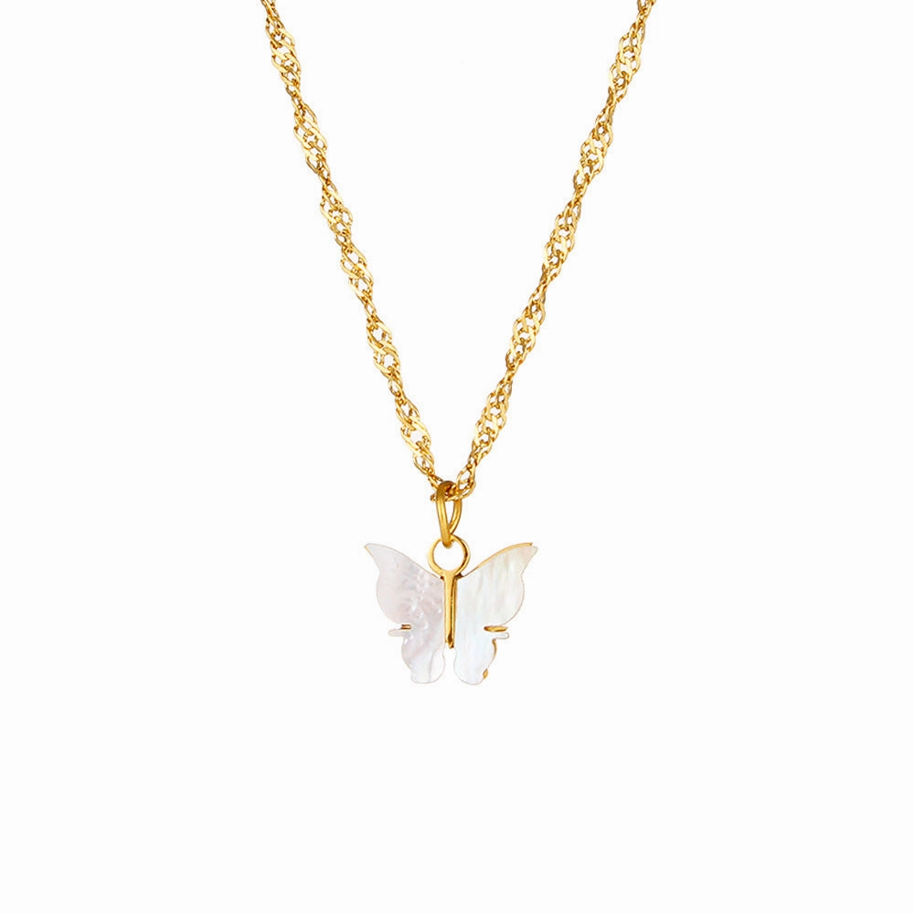 Wholesale Stainless Steel Shell Butterfly Earrings Necklace