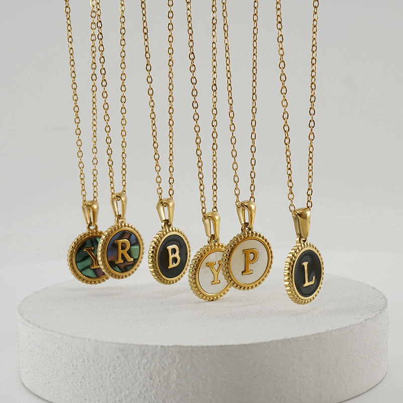 Wholesale Stainless Steel Shell Letter Necklaces