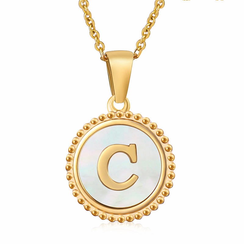 Wholesale Stainless Steel Shell Letter Necklaces