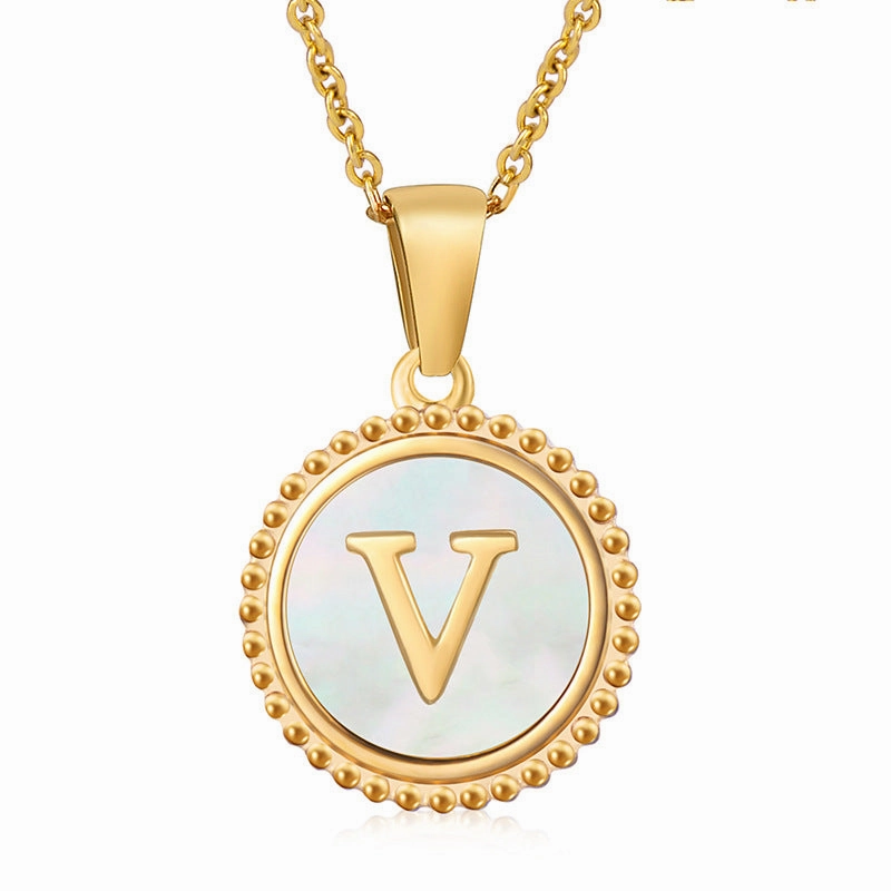 Wholesale Stainless Steel Shell Letter Necklaces