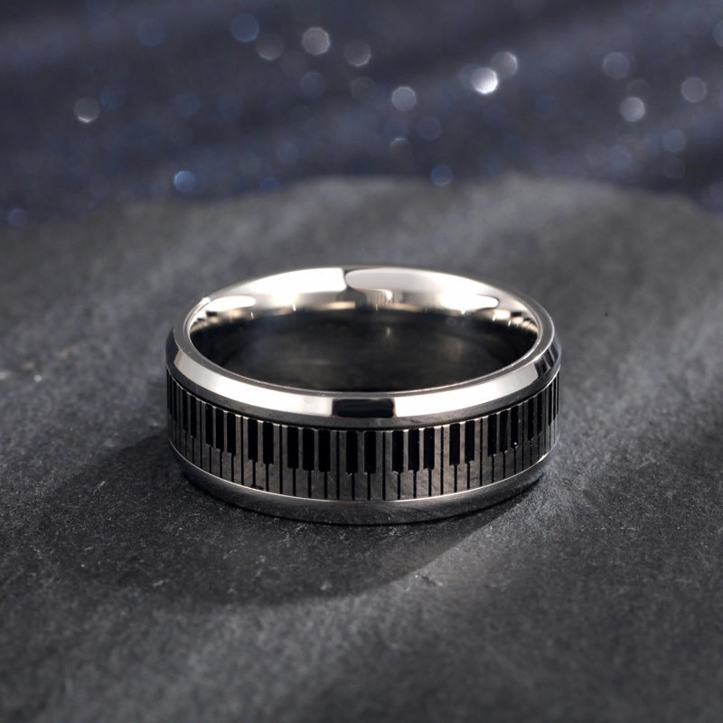 Wholesale Stainless Steel Silver Piano Keys Titanium Steel Ring