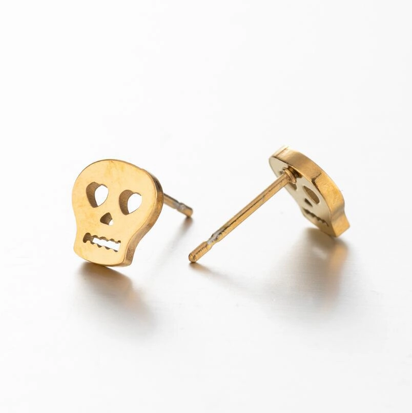 Wholesale Stainless Steel Skull Ear Studs