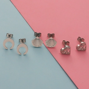 Wholesale stainless steel small earrings hollow heart simple personality earrings