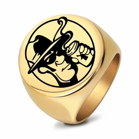 Wholesale Stainless Steel Smooth Laser Cartoon Painted Men's Rings