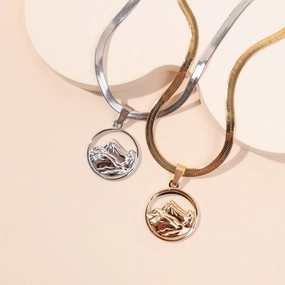 Wholesale Stainless Steel Snow Mountain Pendant Necklace