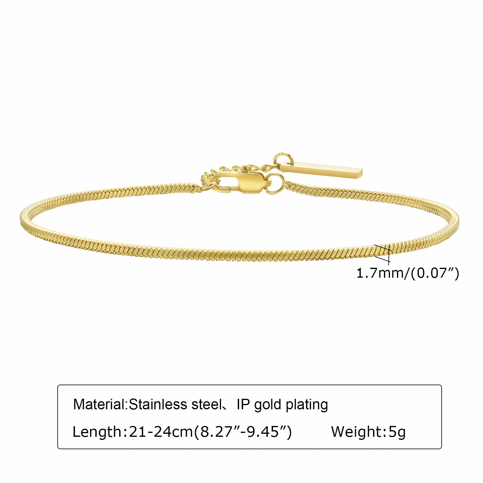 Wholesale Stainless Steel Square Snake Chain Fine Bracelet