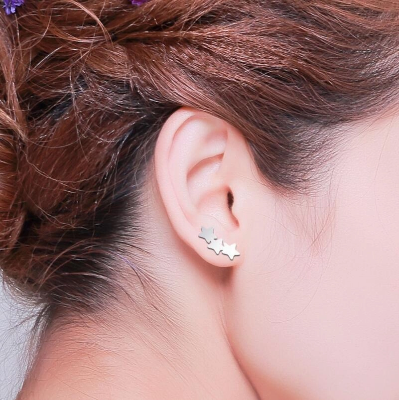 Wholesale Stainless Steel Star Moon Ear Studs