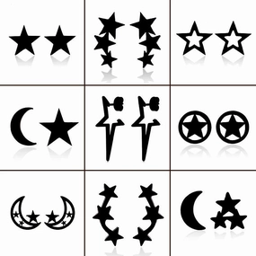 Wholesale Stainless Steel Star Moon Ear Studs