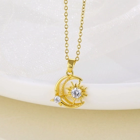 Wholesale Stainless Steel Star Moon Pendant Creative Necklace