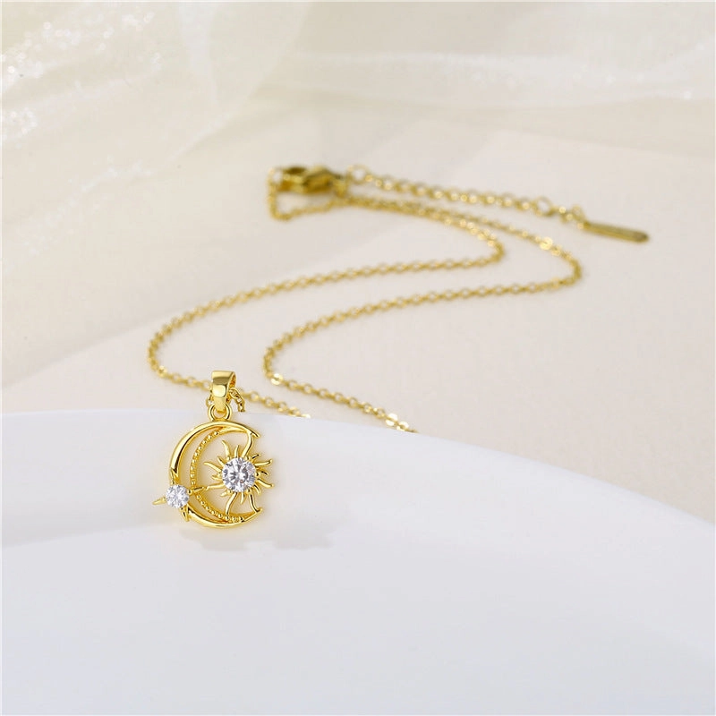 Wholesale Stainless Steel Star Moon Pendant Creative Necklace