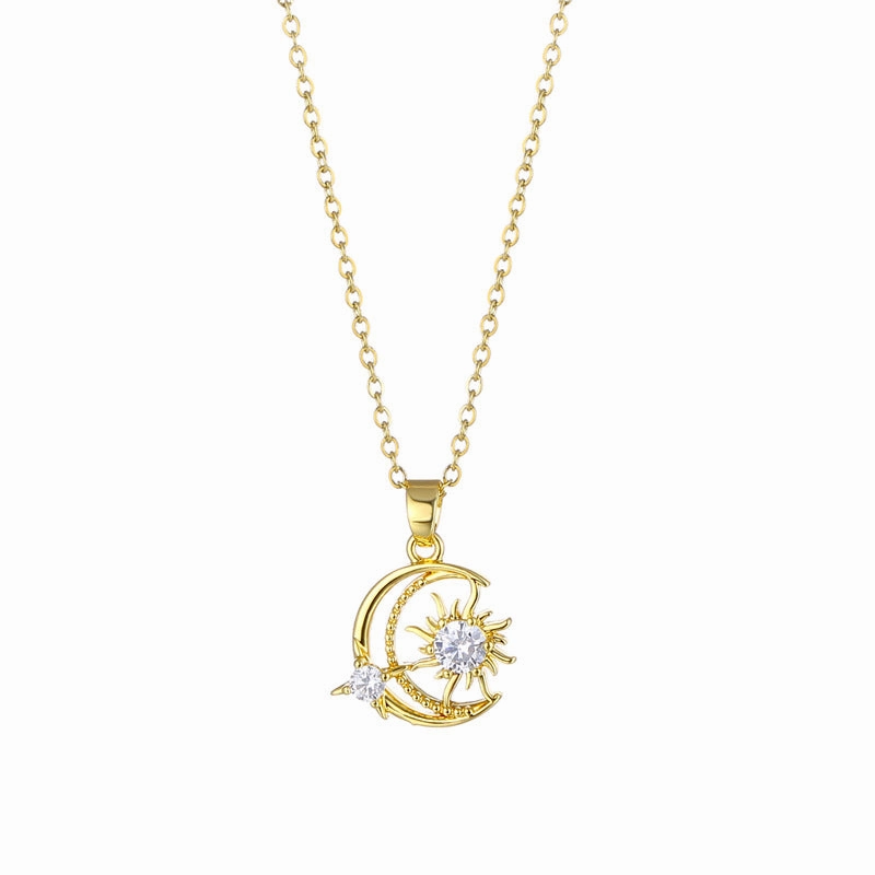 Wholesale Stainless Steel Star Moon Pendant Creative Necklace