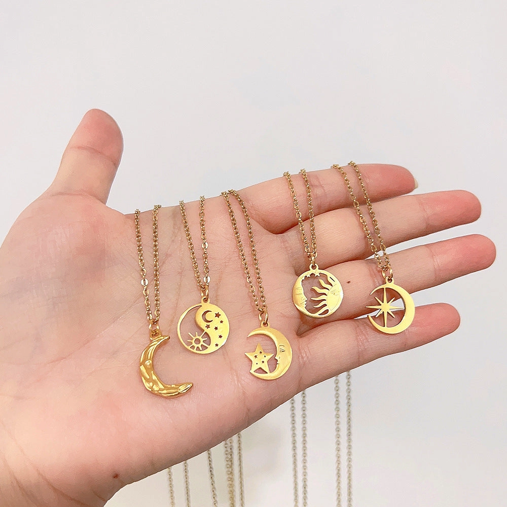 Wholesale Stainless Steel Star Moon Sun Necklace