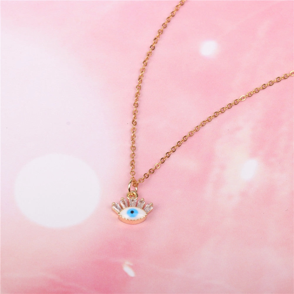 Wholesale Stainless Steel Stone Devil Eye Blue Eyes Necklace