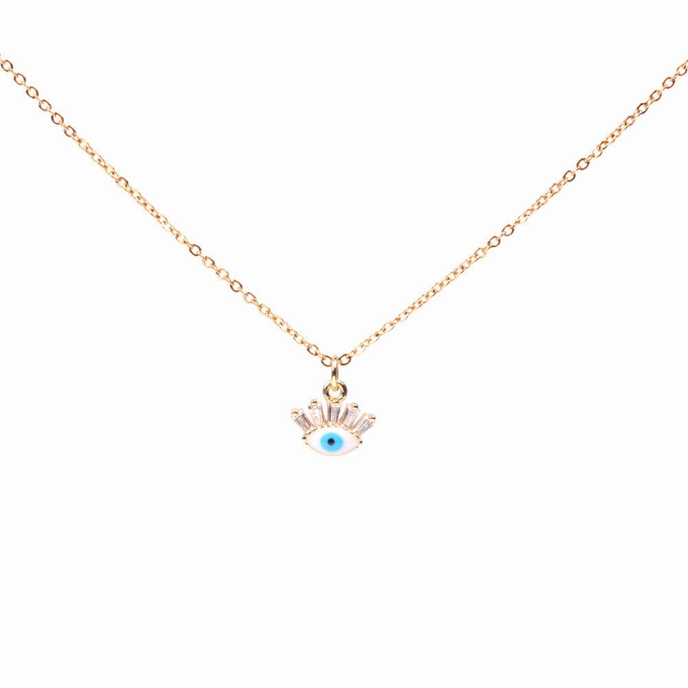 Wholesale Stainless Steel Stone Devil Eye Blue Eyes Necklace