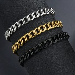Wholesale Stainless steel stylish six-sided polished Cuban chain