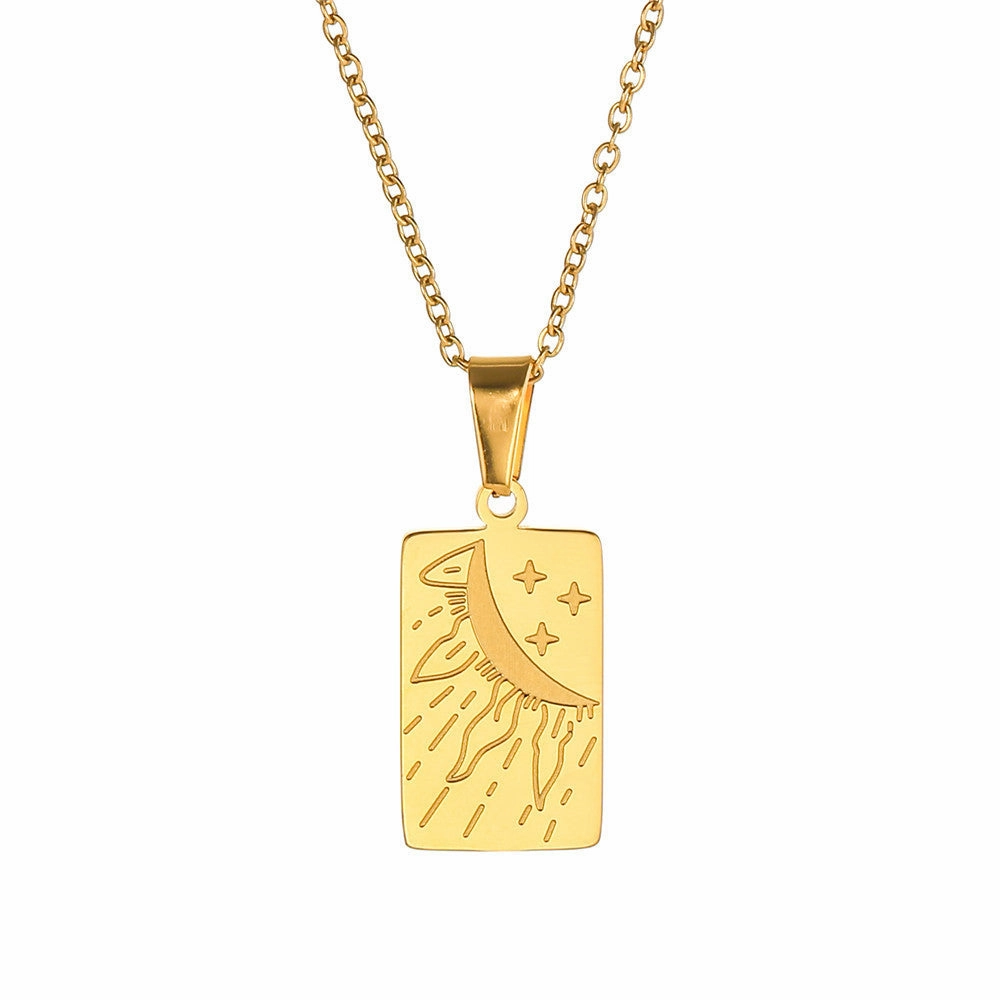 Wholesale Stainless Steel Tarot Engraved Pendant Necklace