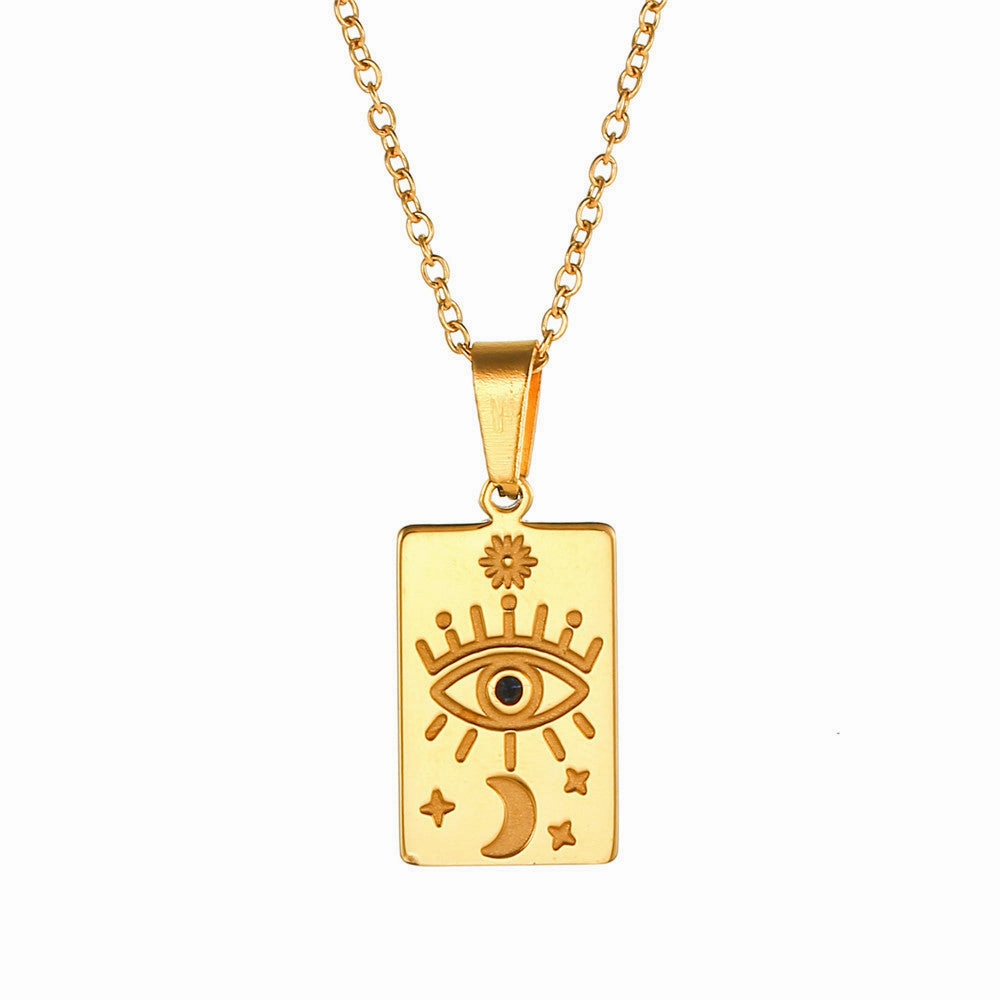 Wholesale Stainless Steel Tarot Engraved Pendant Necklace