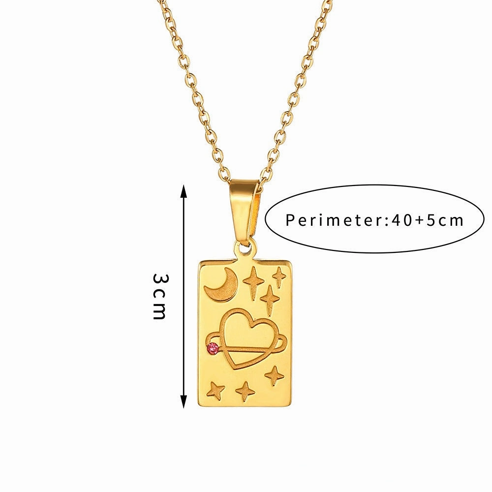 Wholesale Stainless Steel Tarot Engraved Pendant Necklace