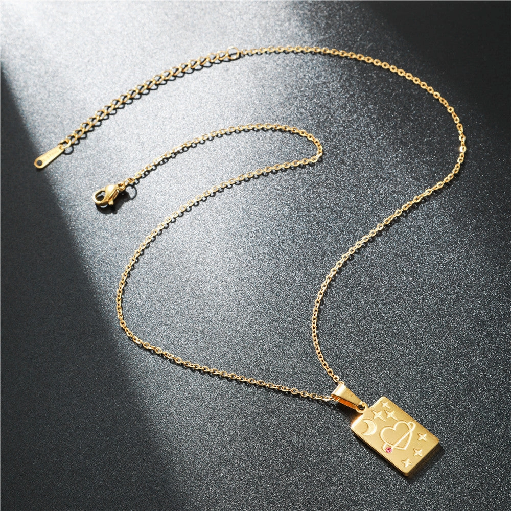 Wholesale Stainless Steel Tarot Engraved Pendant Necklace