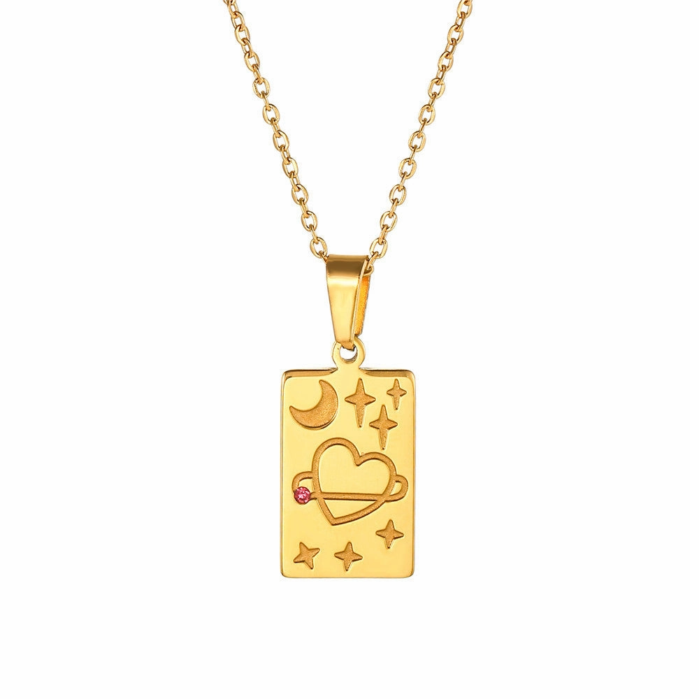 Wholesale Stainless Steel Tarot Engraved Pendant Necklace