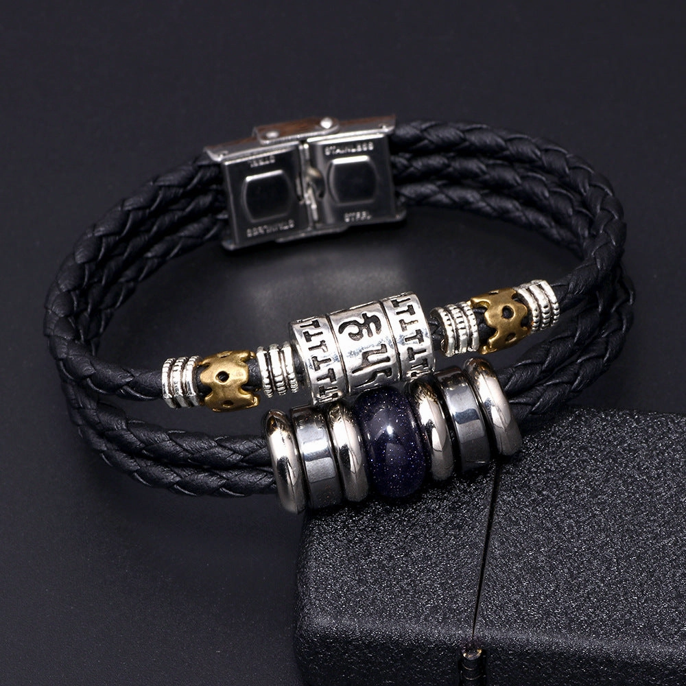 Wholesale Stainless Steel Turquoise Leather Bracelet