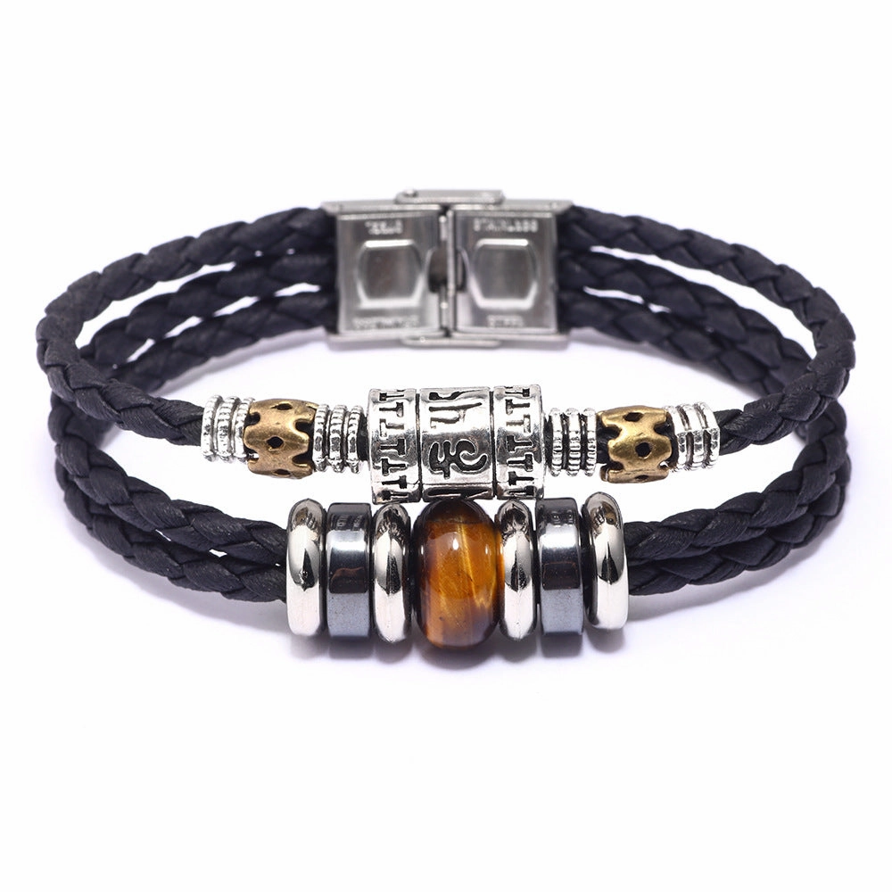 Wholesale Stainless Steel Turquoise Leather Bracelet