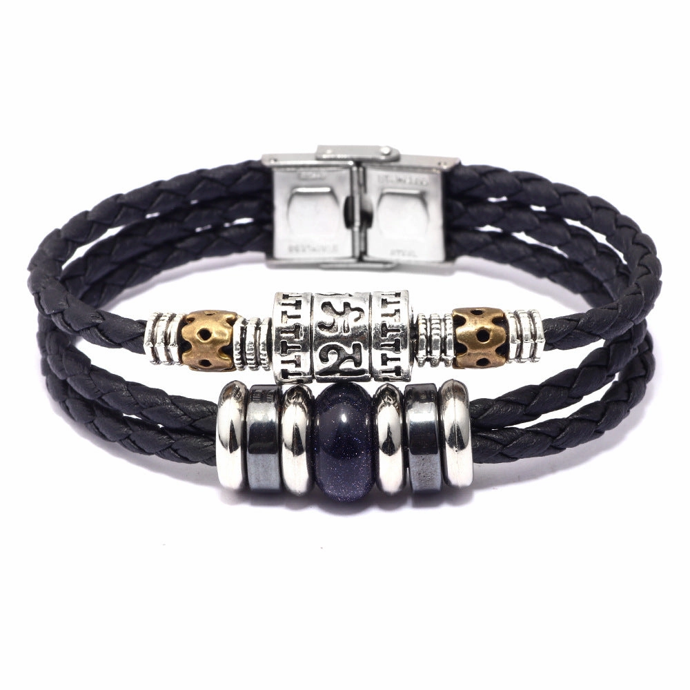 Wholesale Stainless Steel Turquoise Leather Bracelet