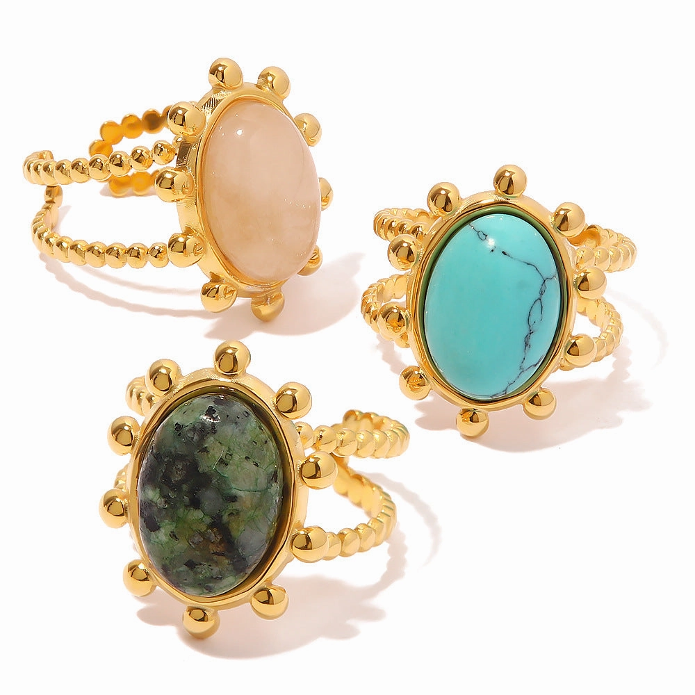 Wholesale Stainless Steel Turquoise Plated 18K Gold Open Ring