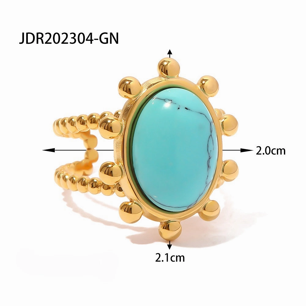 Wholesale Stainless Steel Turquoise Plated 18K Gold Open Ring