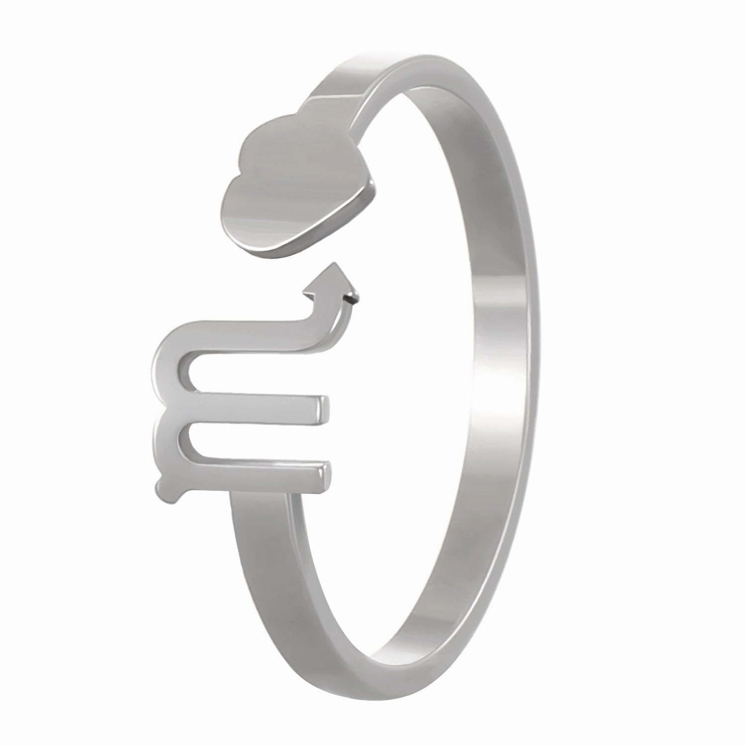 Wholesale Stainless Steel Twelve Constellations Three-dimensional Love Opening Adjustable Ring