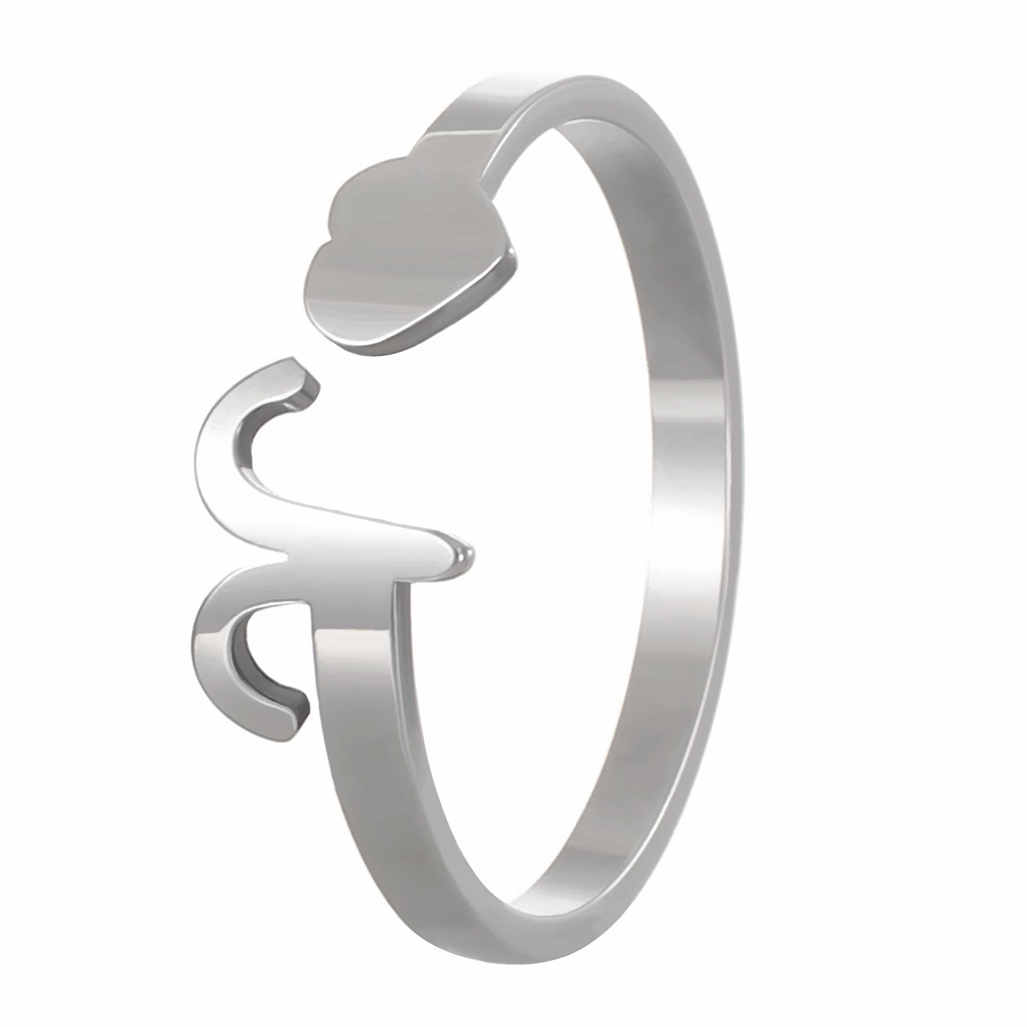 Wholesale Stainless Steel Twelve Constellations Three-dimensional Love Opening Adjustable Ring