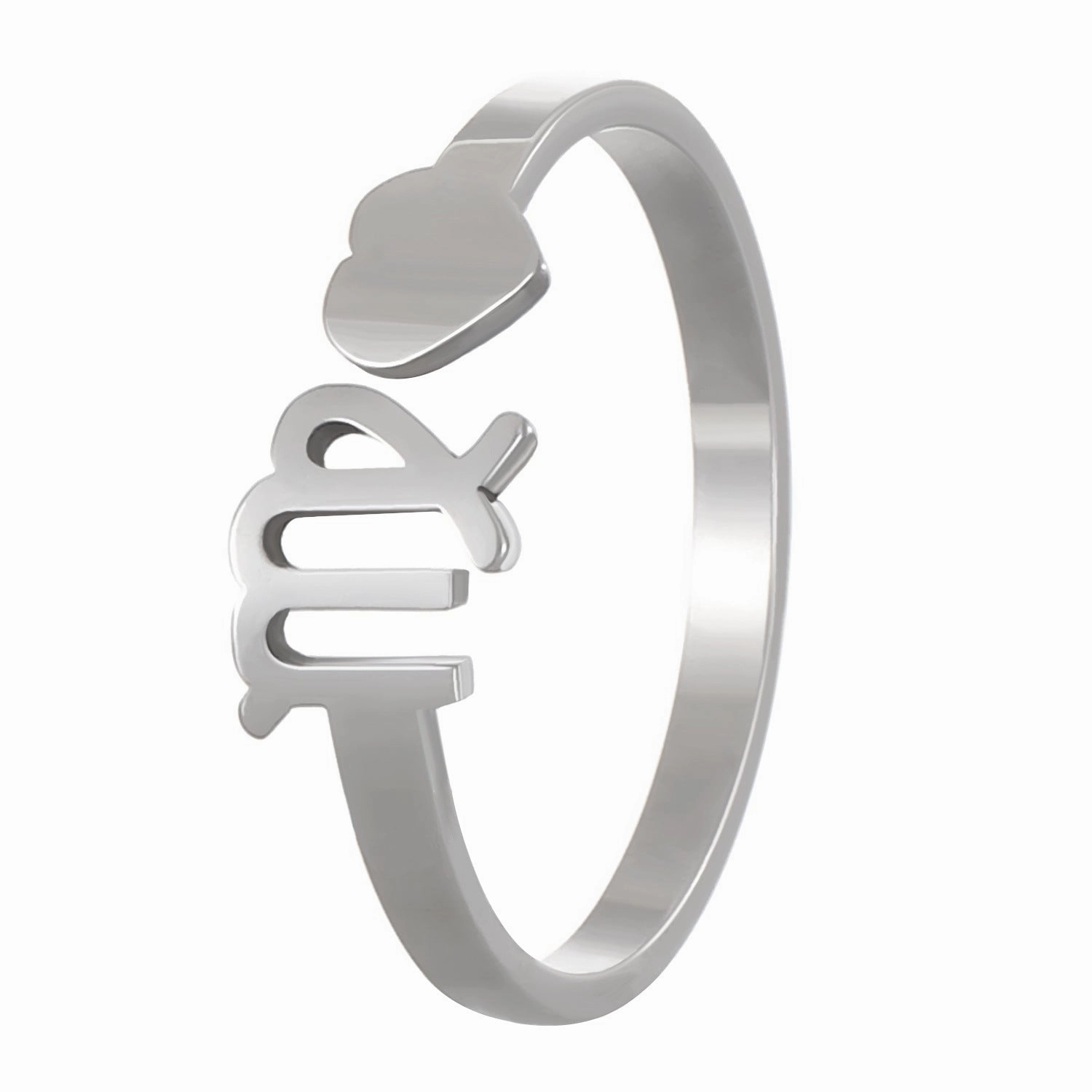 Wholesale Stainless Steel Twelve Constellations Three-dimensional Love Opening Adjustable Ring