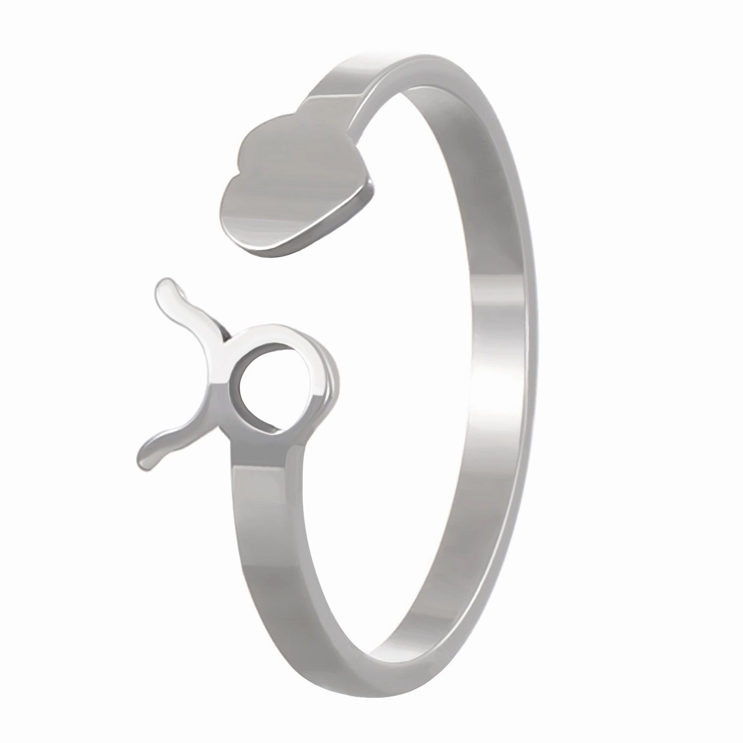 Wholesale Stainless Steel Twelve Constellations Three-dimensional Love Opening Adjustable Ring