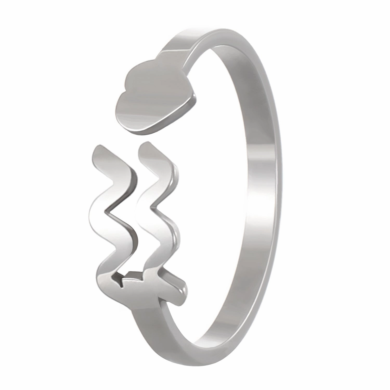 Wholesale Stainless Steel Twelve Constellations Three-dimensional Love Opening Adjustable Ring