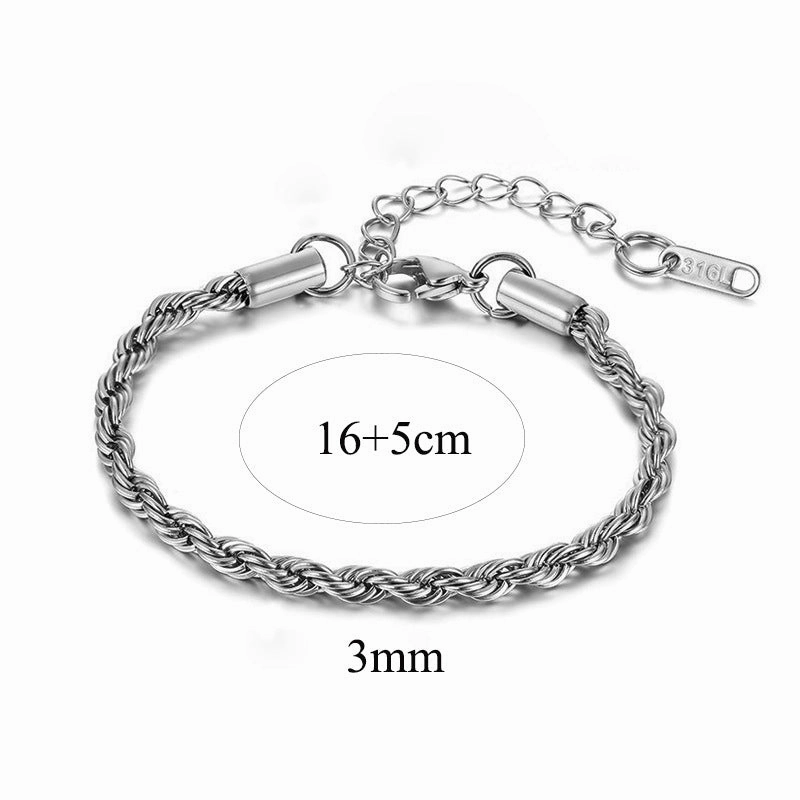 Wholesale Stainless Steel Twist Bracelet Gold Plated Braided Chain