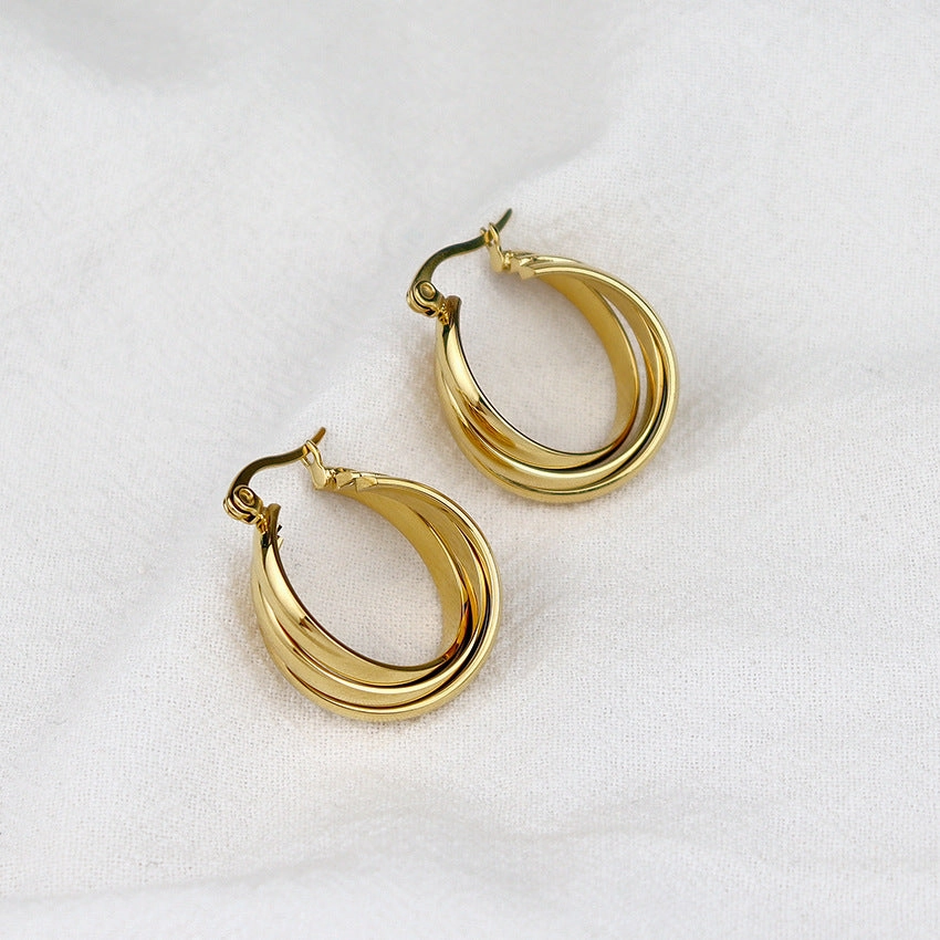 Wholesale Stainless Steel Vacuum Plating 18K Square Earrings