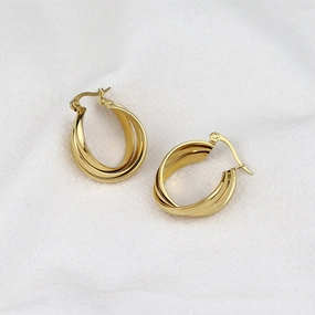 Wholesale Stainless Steel Vacuum Plating 18K Square Earrings